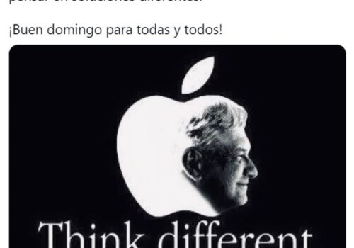 Morena usa logo de Apple junto a rostro de AMLO para campaña