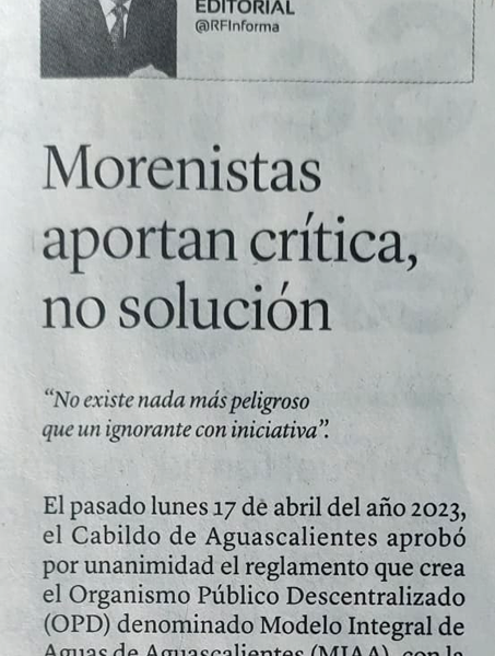MORENISTAS APORTAN CRÍTICA NO SOLUCIÓN
