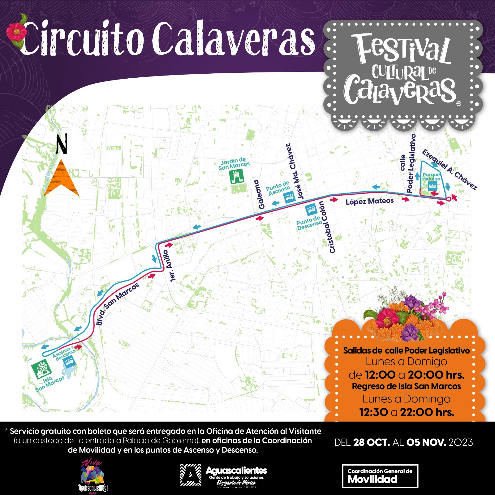 ASISTENTES AL FESTIVAL CULTURAL DE CALAVERAS 2023 CONTARÁN CON TRANSPORTE GRATUITO