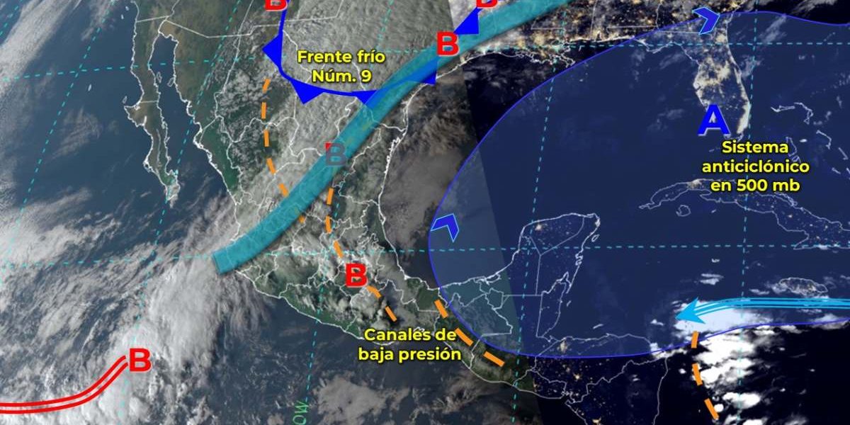 SMN reporta entrada del Frente Frío 9, afectando al norte del pais con lluvias fuertes