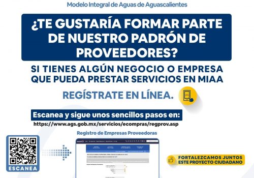 INVITA MIAA A FORMAR PARTE DEL PADRÓN DE PROVEEDORES DEL MUNICIPIO