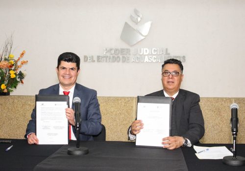 Firman convenio de colaboración PJE- Pabellón de Arteaga