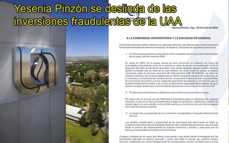 La actual rectora de la UAA Yesenia Pinzón se deslinda de las inversiones fraudulentas de la universidad