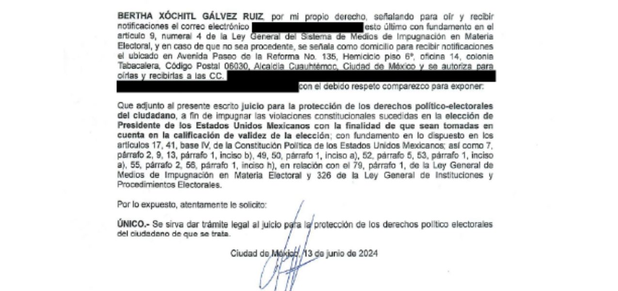 Impugna Xóchitl Gálvez elección presidencial